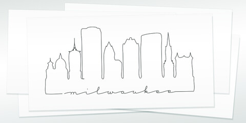 Obraz premium Doodle Skyline Hand Drawn. City One Line Art Illustration Landmark. Minimalistic Sketch Pen Background.