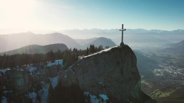Croix du Nivolet au drone, Chamb&eacute;ry, Savoie Alpes France