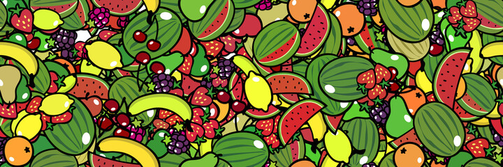 Obst und viele Cartoon Früchte als Hintergrund Textur