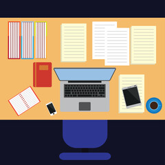 top view of business woman working at office desk table in office