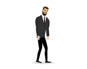 Obraz premium Businessman professional burnout syndrome. Exhausted sick tired male manager walking. Sad boring man. Frustrated worker mental health problems. Vector long work day eps isolated illustration