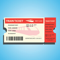 train ticket for traveling by train. vector illustration