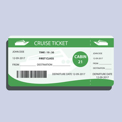 ship cruise ticket for traveling by ship. vector illustration
