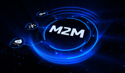 M2M Machine to machine industrial technology business concept.