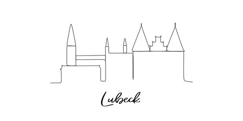 lubeck of the Germany landmarks skyline -Continuous one line drawing