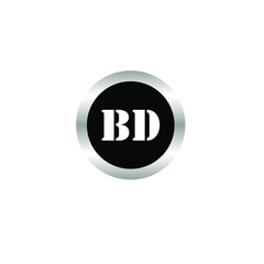 the letters BD. monogram icon alphabet design circle silver