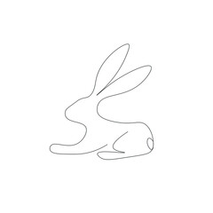 Easter rabbit line drawing, vector illustration