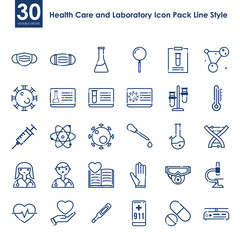 Health Care and Laboratory Icon Pack Line Style