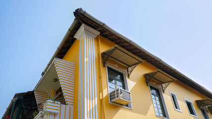 Yellow colorful architecture building in fontainhas