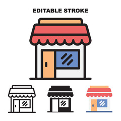 Obraz premium Icon set Shop with 4 different styles. Editable stroke and pixel perfect.