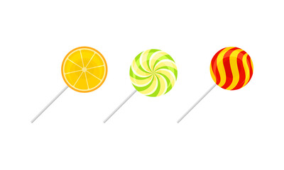 Twisted and Swirling Lollipops on Sticks Vector Set