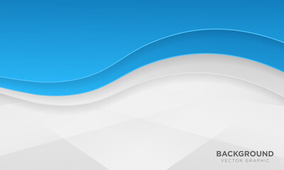 Wavy blue and white gradient color background with papercut style.