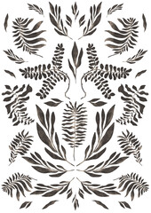 Raster textural floral composition. Boho style. Illustration for creating fashion prints, postcard, wedding invitations, banners, arrangement illustrations, books, covers.