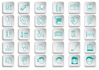 Set of Coronavirus Protection Related Vector icon. In closes such icons as cleaning, protect covid-19, hand dryer, soap, wipe, sanitary and more. Vector health and Prevent disease concept.