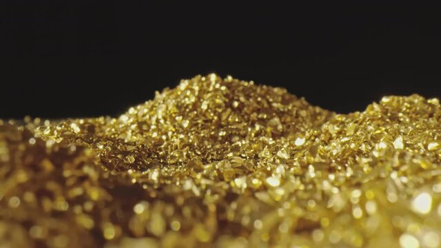 Macro shot of gold nuggets hill