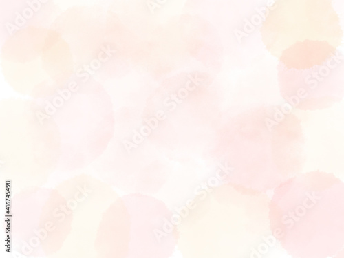 Fototapete あたたかい 薄いピンクとベージュの水彩画の壁紙 水玉の優しい背景イメージ Scenes Works
