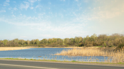 beautiful lake and rural landscape