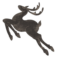 Raster realistic deer. Illustration can be used for party invitation, design template, greeting card, patterns fill, posters,logo, tattoo, branding. Design element for your project.