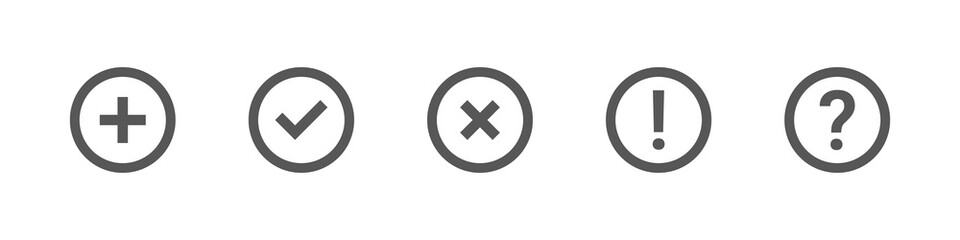 Check mark icons, flat round buttons set. Modern check mark icons. Vector illustration