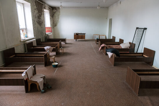 Abandoned class bedroom in a school in the Ghost Town of Pyramiden, Svalbard