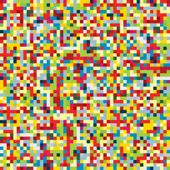 Bright pixel background. Vector abstract illustration with colourful squares. Seamless pattern with red, yellow, green and blue tiles
