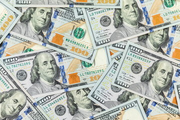 Texture with US dollars. Background of one hundred dollar