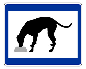 Verkehrszeichen Futter oder Wasser für Hunde