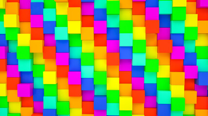 abstract background from multicolored cubes. 3d render illustration