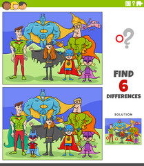 differences educational game with cartoon super heroes