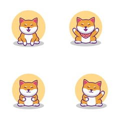 cute shiba cartoon vector illustration