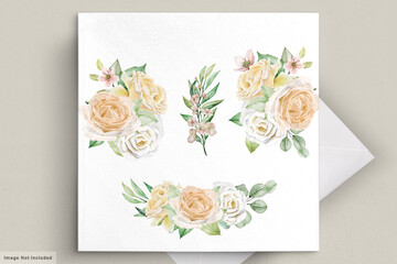 Watercolor floral Wedding invitation card 