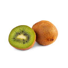 Juicy fresh kiwi fruit isolated on white background. Sliced kiwi