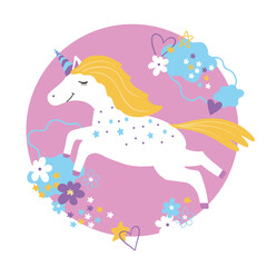 drawing cute unicorn icon vector illustration design