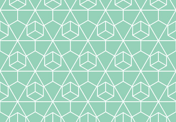 Obraz na płótnie Canvas The geometric pattern with lines. Seamless vector background. White and green texture. Graphic modern pattern. Simple lattice graphic design