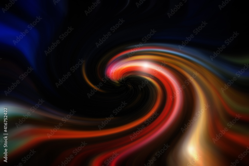 Poster abstract colorful swirl pattern on dark background. blurred and dynamic spiral lines, high resolutio