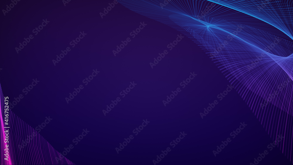 Poster abstract twisted pink and blue lines on dark purple background. abstract dynamic background in 4k re