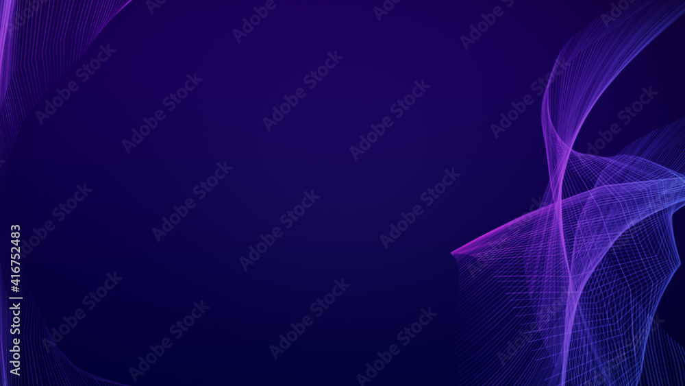 Poster abstract twisted pink and blue lines on dark purple background. abstract dynamic background in 4k re