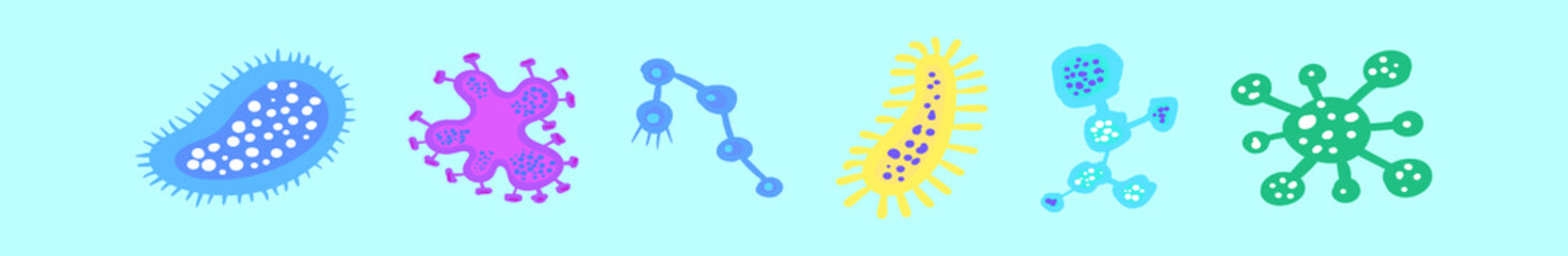 set of mold cartoon icon design template with various models. vector illustration isolated on blue background