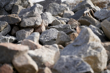 Granite is rich in quartz, mica and feldspar photographed in daylight in Bavaria
