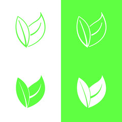Vector illustration, leaf symbol. Plant leaf on different backgrounds.