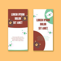 Greeting flyer template. Beautiful flyer with bears. Greeting card with text. 