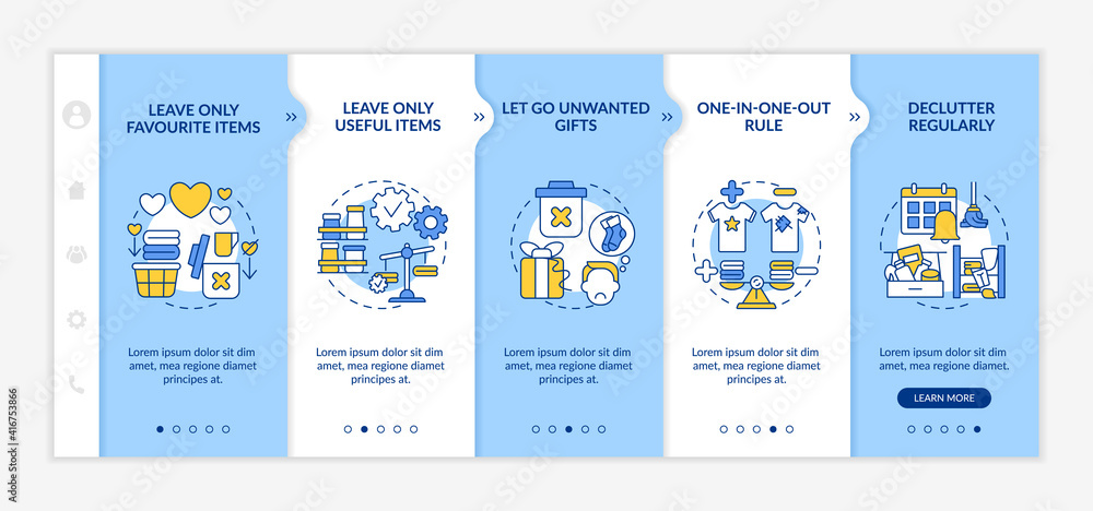 Poster tips for cleaning apartment onboarding vector template. leaving favourite and useful items. responsi