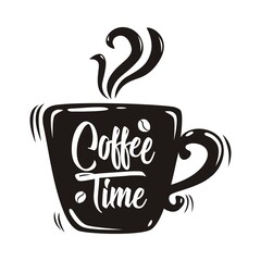 Coffee time hand drawn vector modern calligraphy