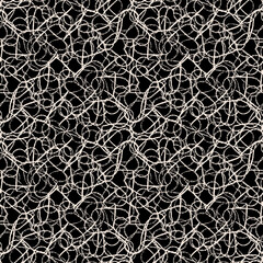 Vector white doodle scrawl black seamless pattern