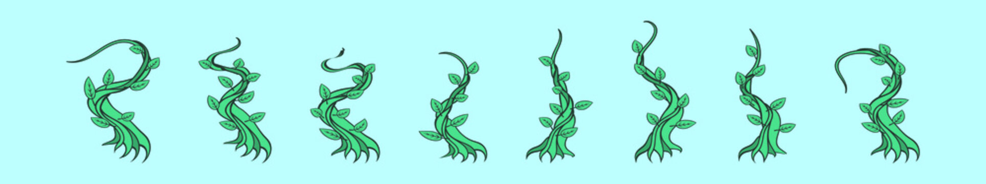 set of beanstalks cartoon icon design template with various models. vector illustration isolated on blue background