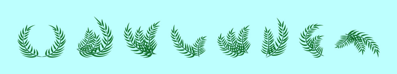 Naklejka premium set of palm sunday leaves cartoon icon design template with various models. vector illustration isolated on blue background