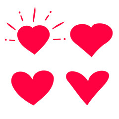 Hearts doodle vector set cartoon illustration isolated, drawn romantic love heart for valentine day cards or invitation clipart