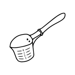 Measuring bucket with handle. Vector outline element for design. Doodle.