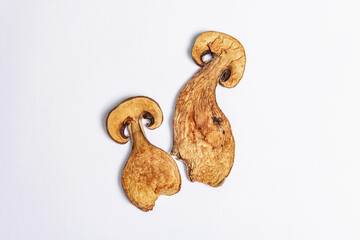 Dried mushrooms Boletus edulis isolated on white background