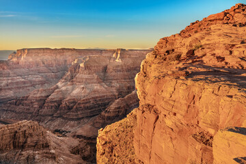 Beautiful landscapes of the Grand Canyon, an amazing view of the red-orange rocks, which are millions of years old. USA, Arizona.